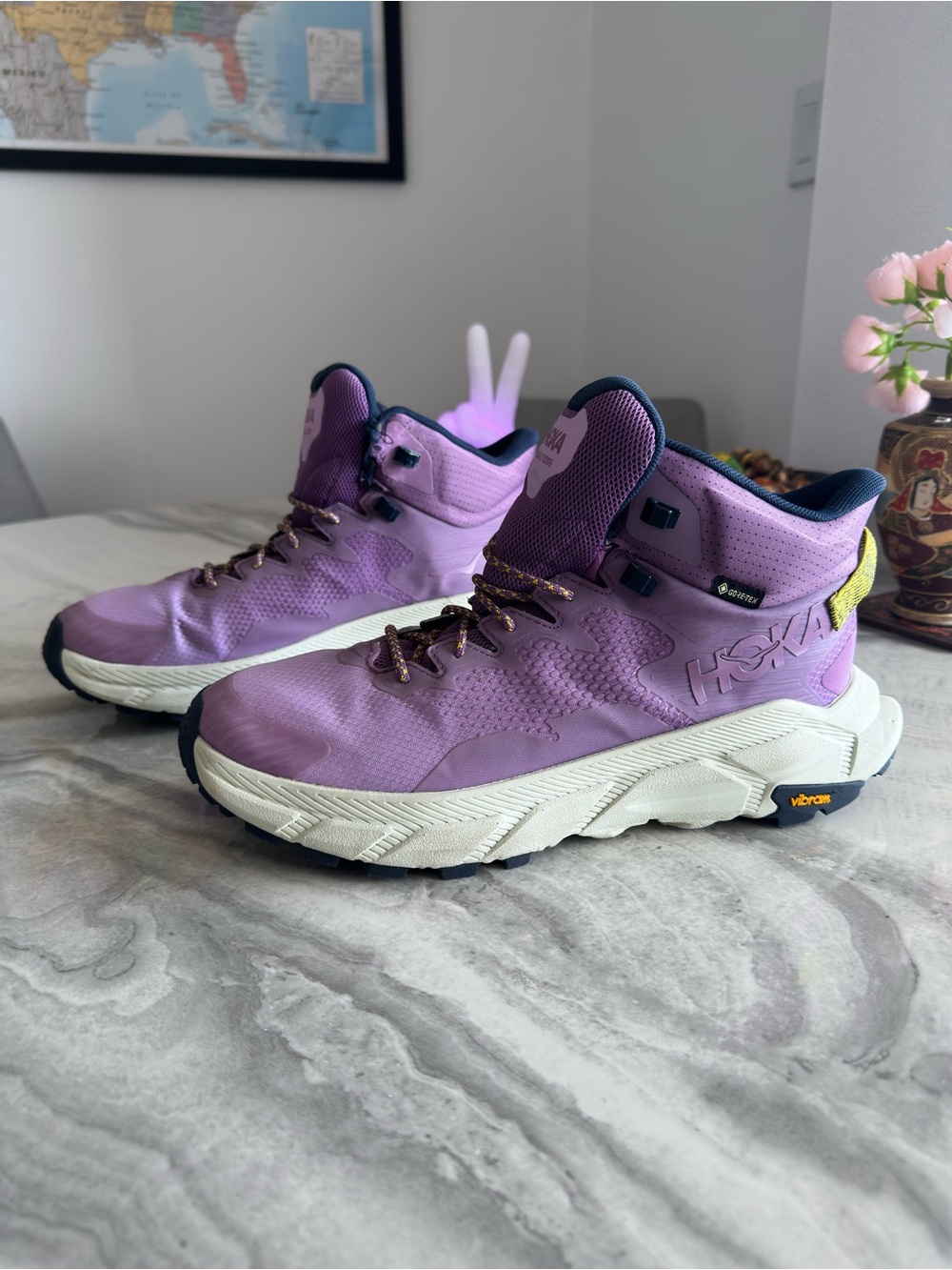 Hoka One One Trail Code GTX Hiking Boots in Amethyst / Celadon Tint